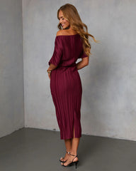 Ceyvan Off The Shoulder Plisse Maxi Dress