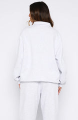 Cant Be Changed Oversized Henley Sweater Grey Marle