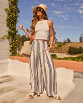 Quiet Sun Striped Wide Leg Pants