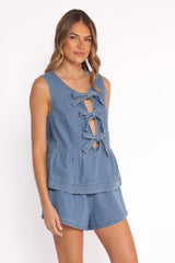 Graciana Denim Short Set Blue