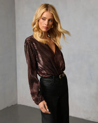 Benoite Satin Plisse Bodysuit