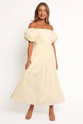 Clo Puff Sleeve Midi Dress Yellow