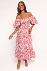 Soliel Midi Dress Pink Floral