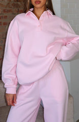 Chill Moves Oversized Henley Sweater Pink