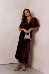 Ricki Velvet Maxi Dress Wine