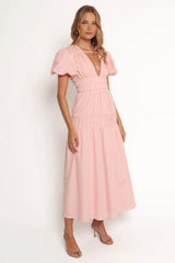 Joedy Puff Sleeve Midi Dress Pale Pink