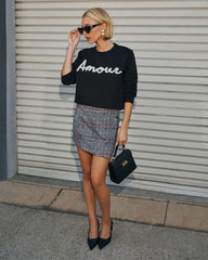 Signed Love Pearl Embellished Pullover Sweater