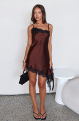 Reminders Of Me Lace Trim Mini Dress Chocolate Black