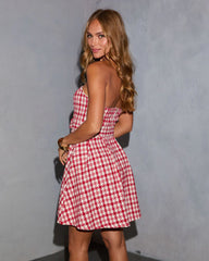 Melba Belted Tweed Plaid Mini Dress