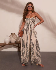Palm Daydream Abstract Print Jumpsuit