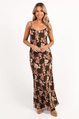 Jamie Maxi Slip Dress Olive Floral