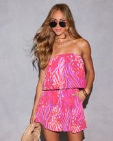 Warm Nights Strapless Printed Romper