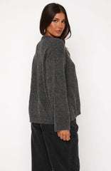 Flashback Knit Cardigan Charcoal