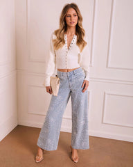 Ambrin Scallop Trim Button Down Top