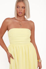 Kayt Strapless Dress Butter Yellow