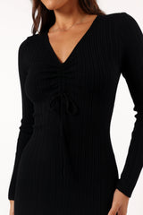 Irene Long Sleeve Midi Dress Black