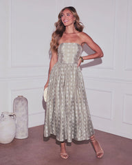 Mayleen Embroidered Strapless Midi Dress