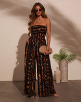 Markey Abstract Strapless Jumpsuit