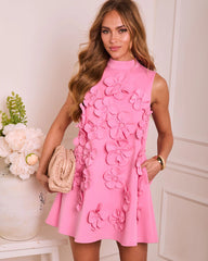 Fresh Bouquet Mod Floral Applique Mini Dress