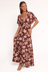 Yolande Midi Dress Orange Floral