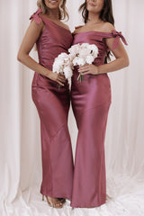 Selma Off Shoulder Maxi Dress Dark Rose