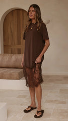 Danika T Shirt Midi Dress Chocolate
