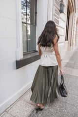 Polina Pleated Maxi Skirt Olive