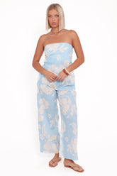 Lourdes Wide Leg Pant Blue Hibiscus