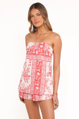 Rosemarie Strapless Top Rose Tile