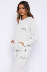 Moving Out Waffle Oversized Hoodie Light Grey Marle