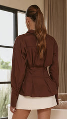 Riley Long Sleeve Top Brown