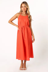 Nadine Halterneck Midi Dress Coral