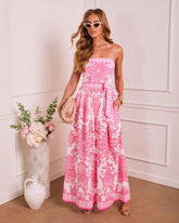 Romantic Posy Paisley Waist Tie Strapless Jumpsuit