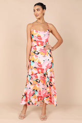 Posse Midi Slip Dress Pink Floral