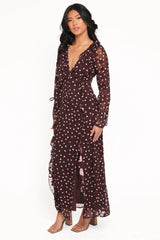 Delta Maxi Dress Plum Polka Dot