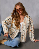 Sadena Printed Abstract Quilted Jacket