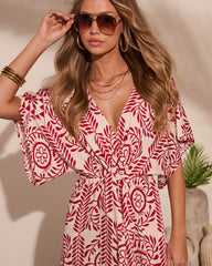 Carlea Abstract Print Waist Tie Jumpsuit