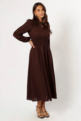 Roman Long Sleeve Maxi Dress Brown