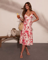 Golden Tropic Tropical Print Midi Dress