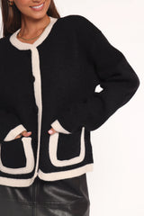 Orabelle Contrast Hem Cardigan Black