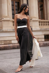 Elaria Scalloped Belted Jumpsuit Black