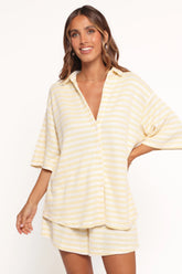 Sunny Knitted Short Set Yellow Stripe