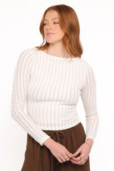 Bellatrix Textured Knit Top Cream