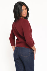 Cataline Button Front Top Wine