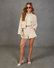 Softly Wandering Eyelet Scallop Trim Jacket