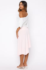 Sending My Love Asymmetric Midi Skirt Pink