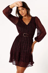 Glimmer Long Sleeve Mini Dress Pink