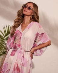 Paradise Blossom Floral Print Cover Up Mini Dress
