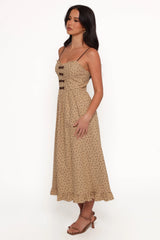 Robbins Midi Dress Beige Brown