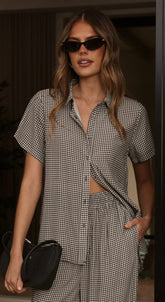 Zoelle Button Up Shirt Black Gingham